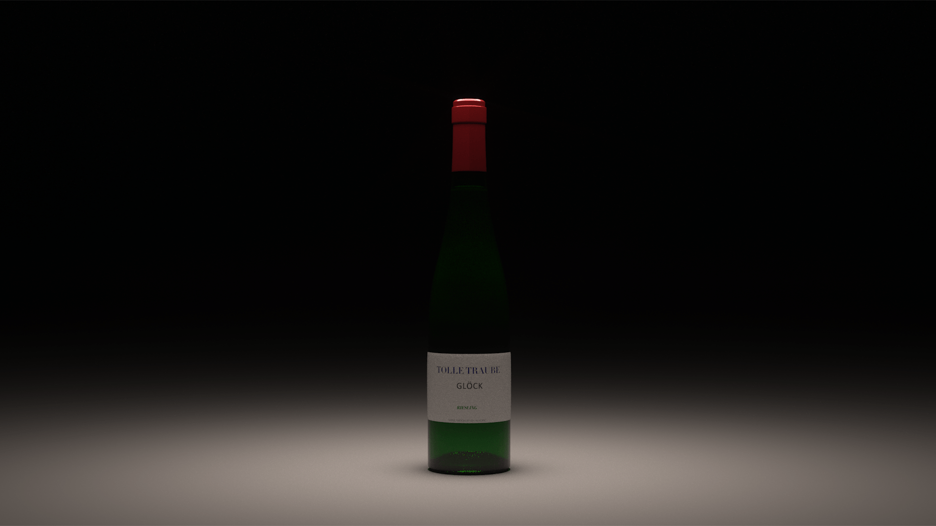Computergeneriertes 3D-Produktfoto einer Weinflasche