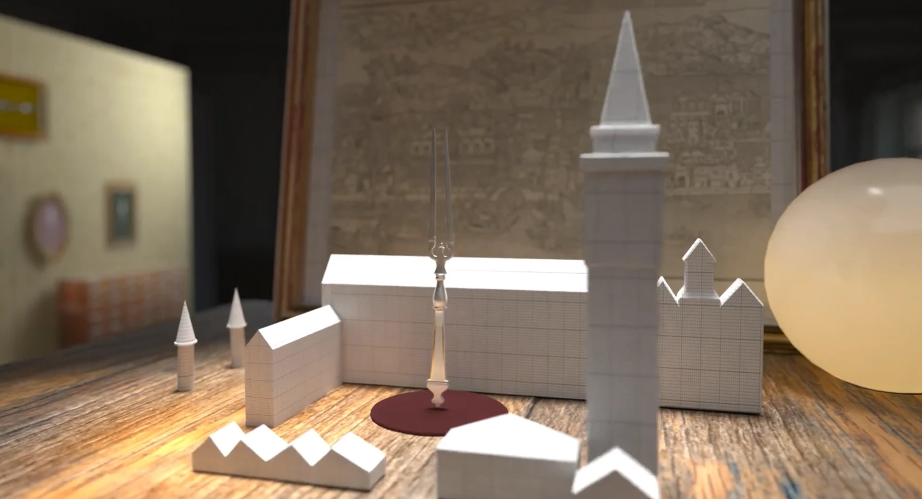 Markusplatz in Venedig als 3D-Modell texturiert mit Millimeterpapier
