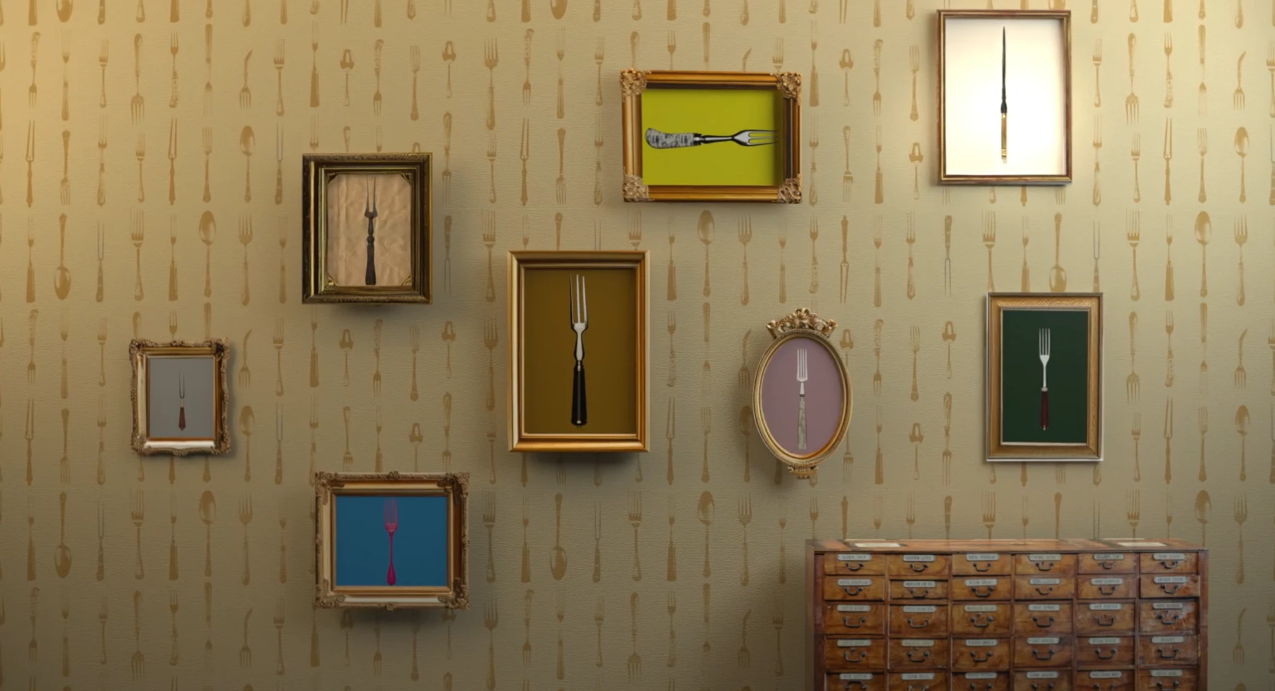 Bilderwand Gabeln