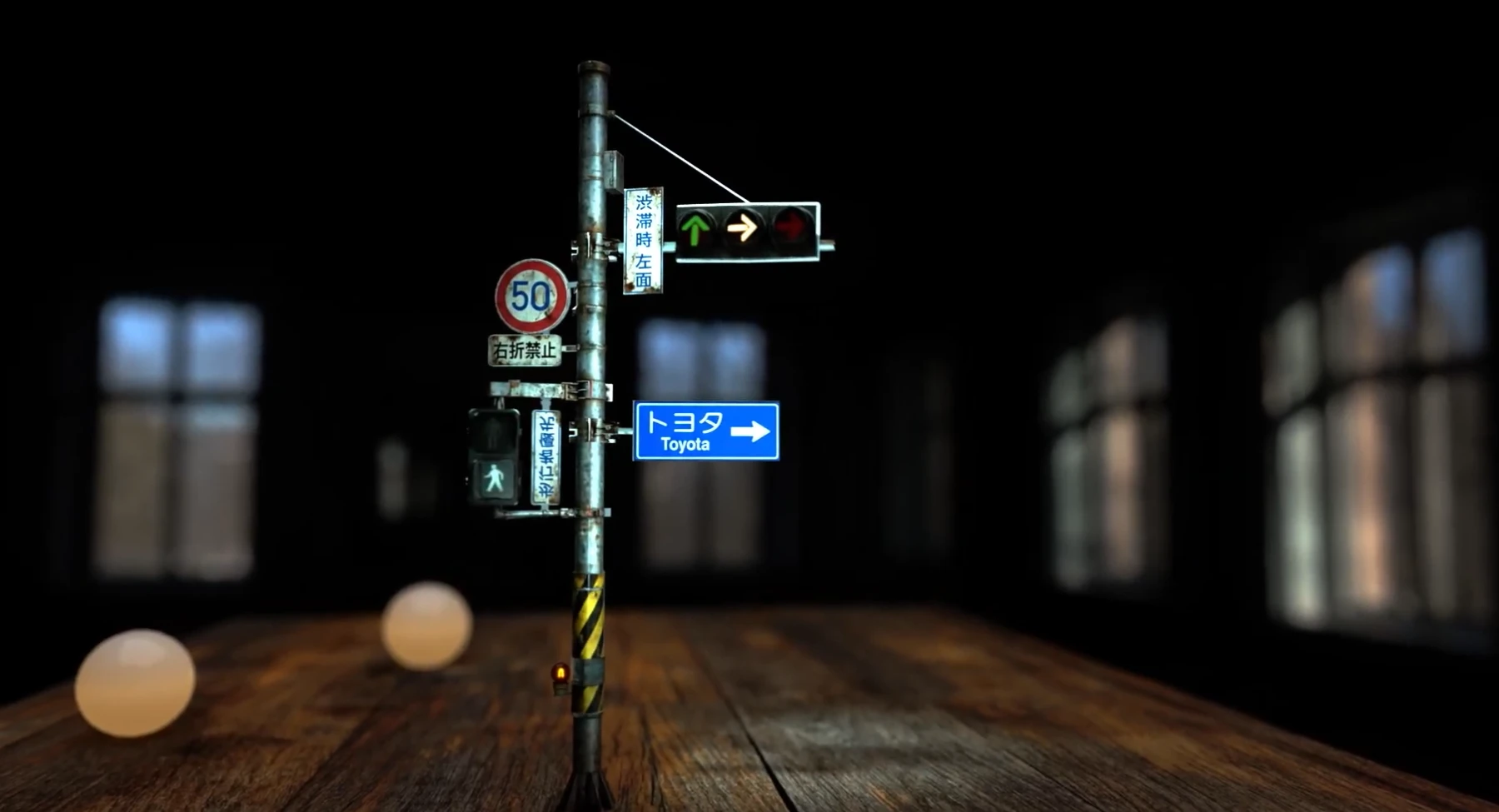 3D-Modell eines Ampelmasts in Tokyo (eigener Entwurf)