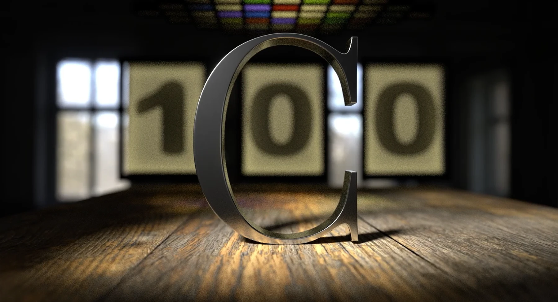 Die Zahl 100 als römische und als indo-arabische Ziffer