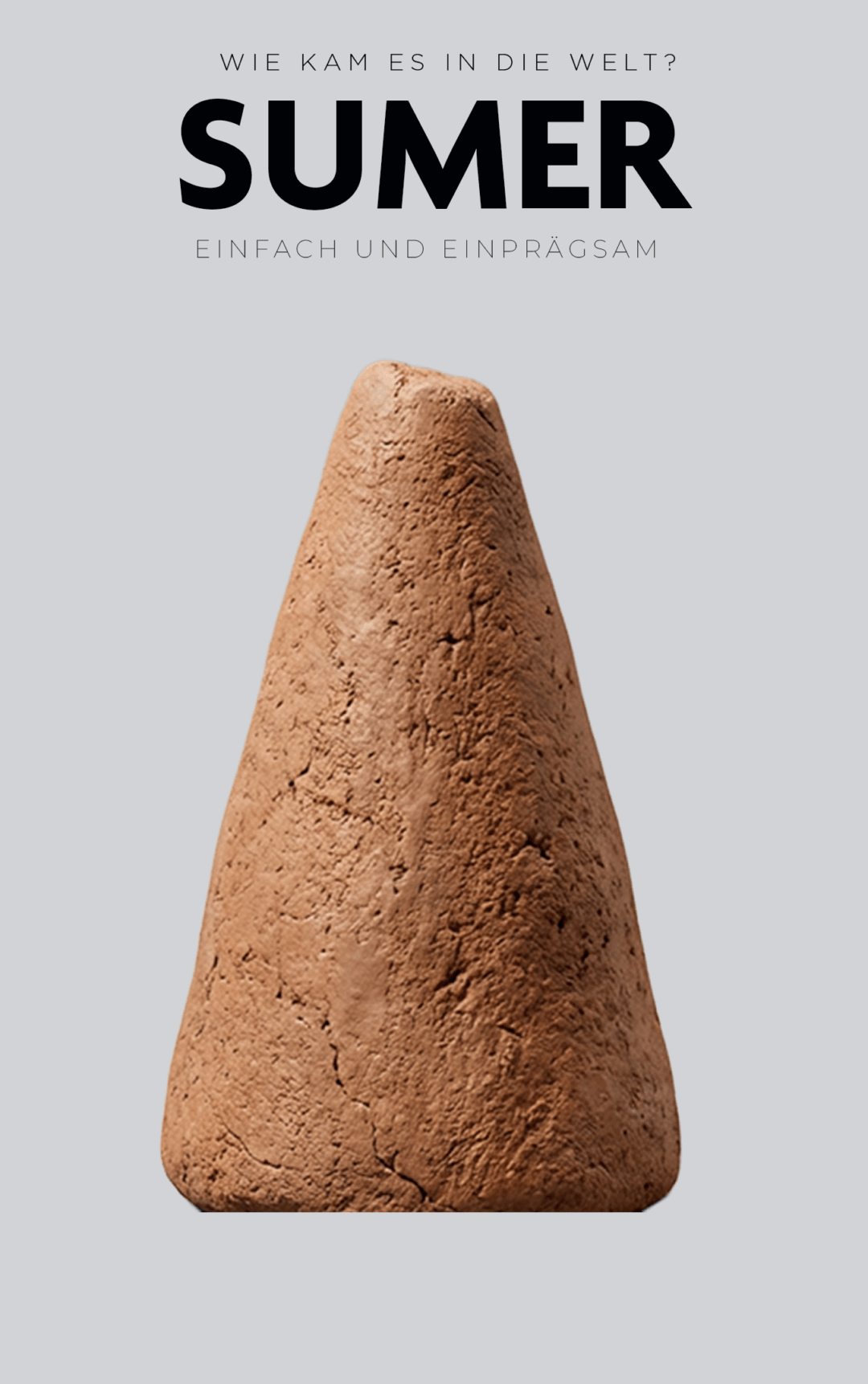 3D-Modell eines sumerischen Tonkegels als Hauptmotiv für ein Kinoplakat, das im Film „Die Eins und ihr besonderer Stargast: die Null” aus der Serie „Wie kam es in die Welt? Und was wurde daraus?” gezeigt wird.